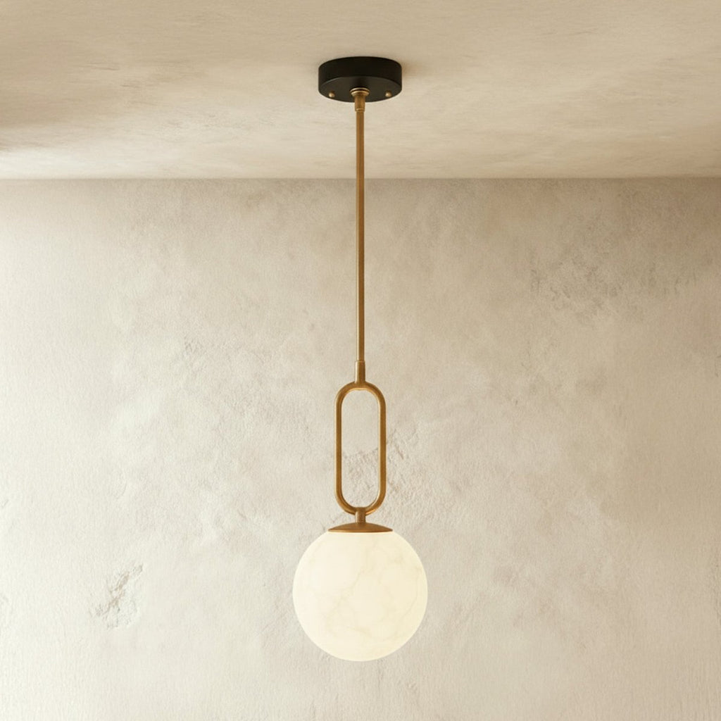 Lampada a sospensione Lumen Teardrop in alabastro per interni moderni