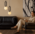 Lampada a sospensione Lumen Teardrop in alabastro per interni moderni