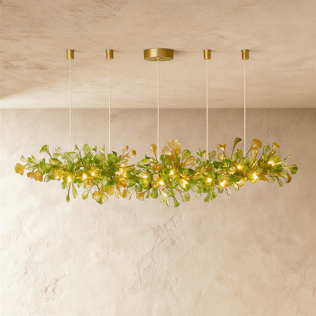 Lampa wisząca Lumen Leaf z miedzi i szkła z podświetleniem LED
