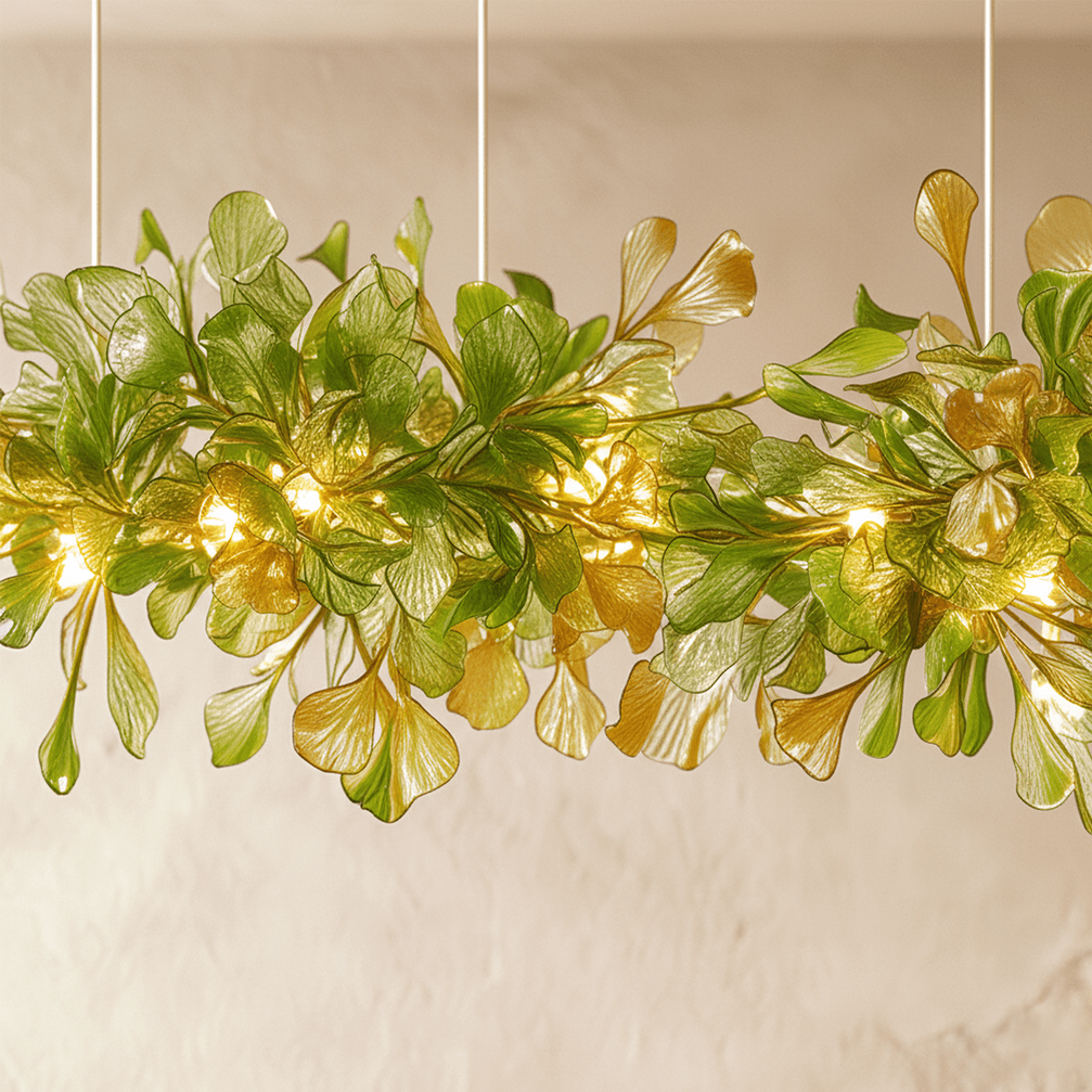 Lampa wisząca Lumen Leaf z miedzi i szkła z podświetleniem LED