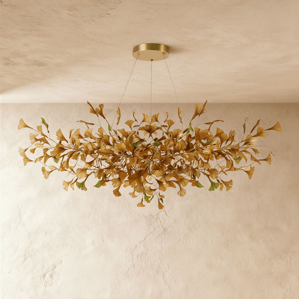 Lampa wisząca Lumen Leaf z miedzi i szkła z podświetleniem LED