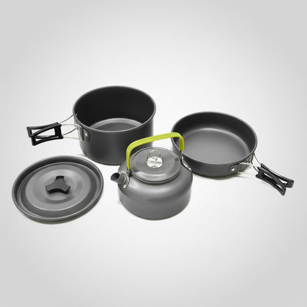 Set de gătit ușor din aluminiu pentru camping și aventuri în aer liber | Fioriscas