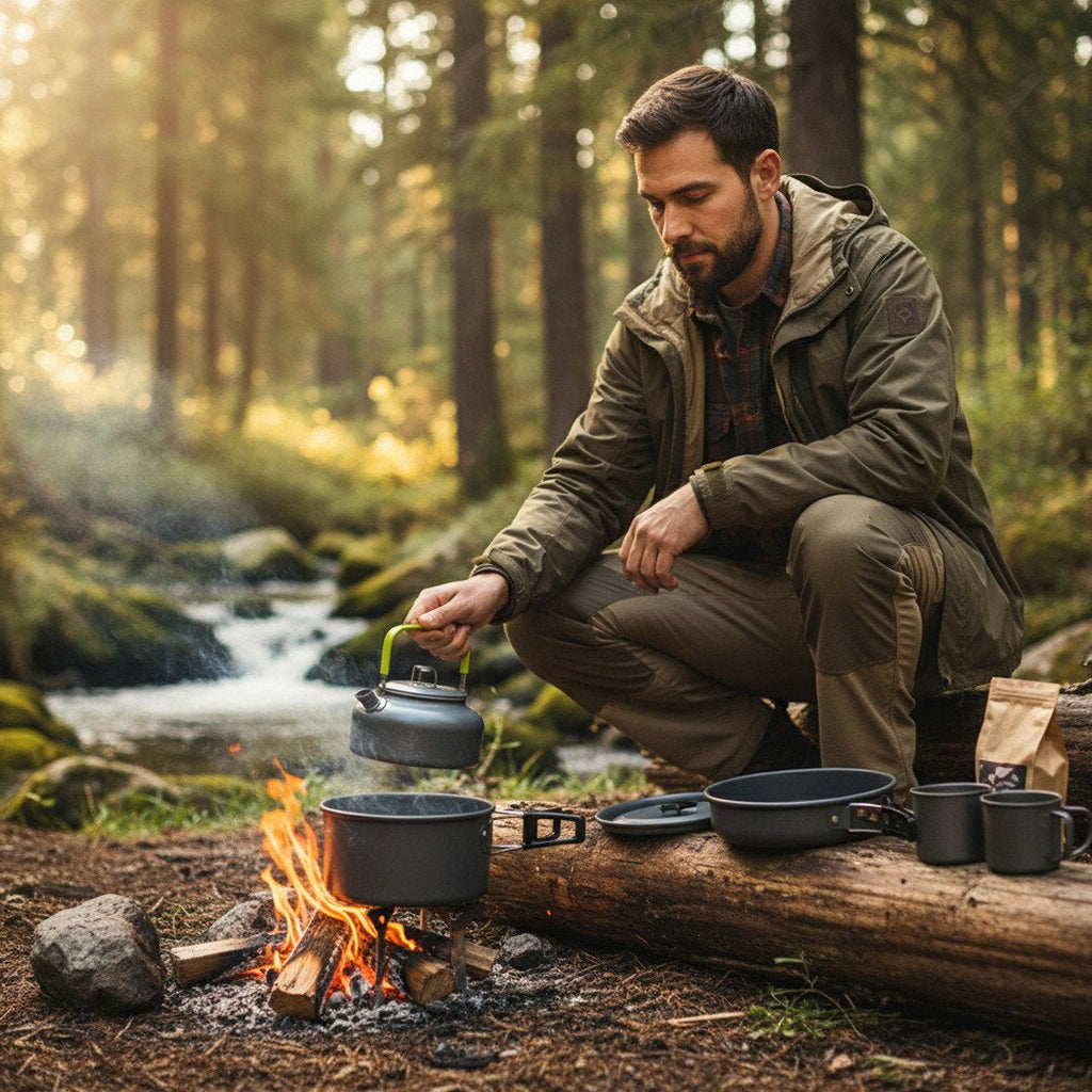 Set de gătit ușor din aluminiu pentru camping și aventuri în aer liber | Fioriscas