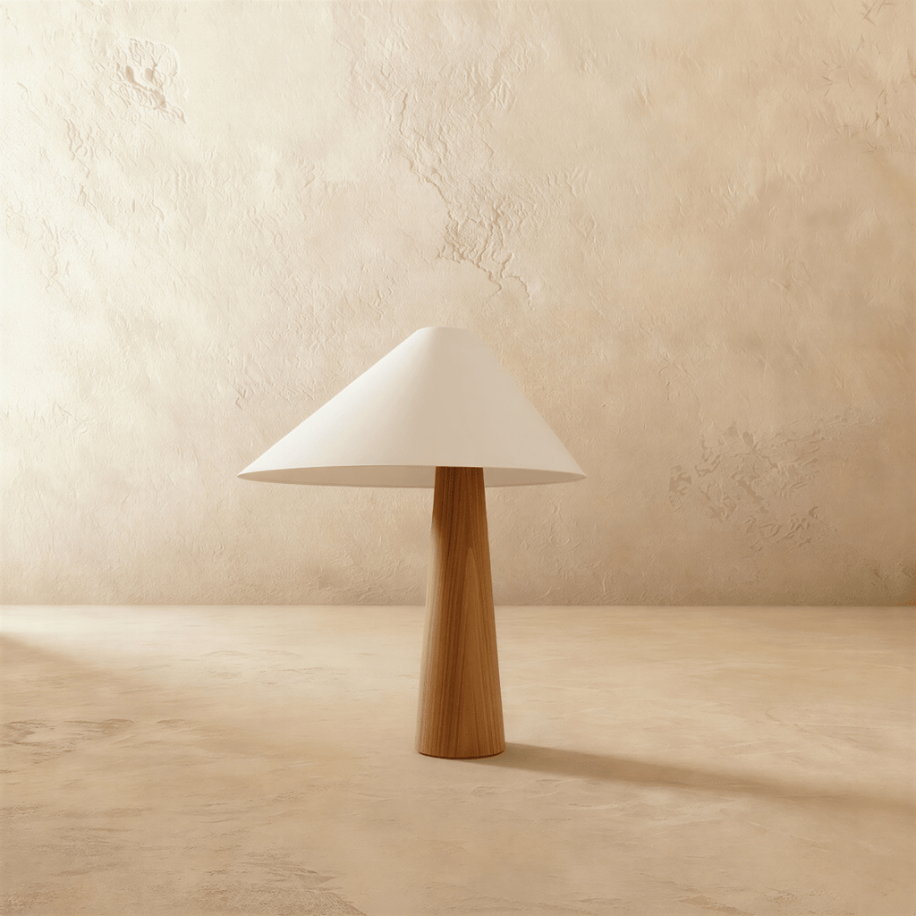Azuma Wood Table Lamp With Soft Fabric Shade For Cozy Glow
