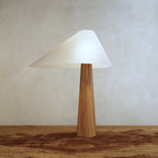 Azuma Wood Table Lamp With Soft Fabric Shade For Cozy Glow
