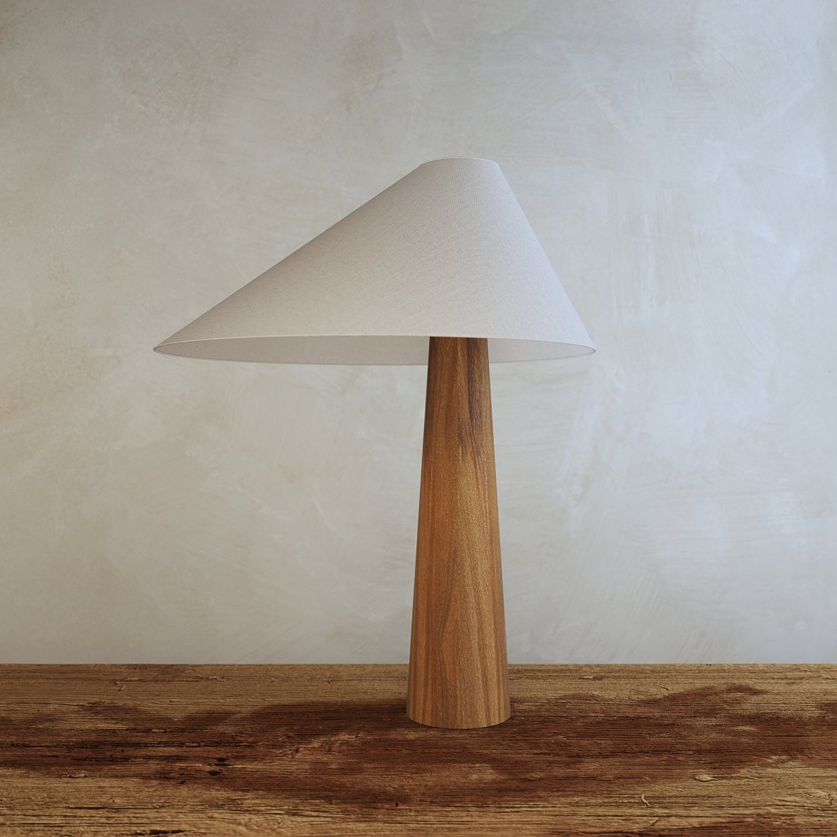 Azuma Wood Table Lamp With Soft Fabric Shade For Cozy Glow