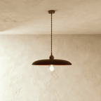 Lampada a sospensione WoodLumen a cupola con accenti in ottone e luce calda