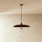Lampada a sospensione WoodLumen a cupola con accenti in ottone e luce calda