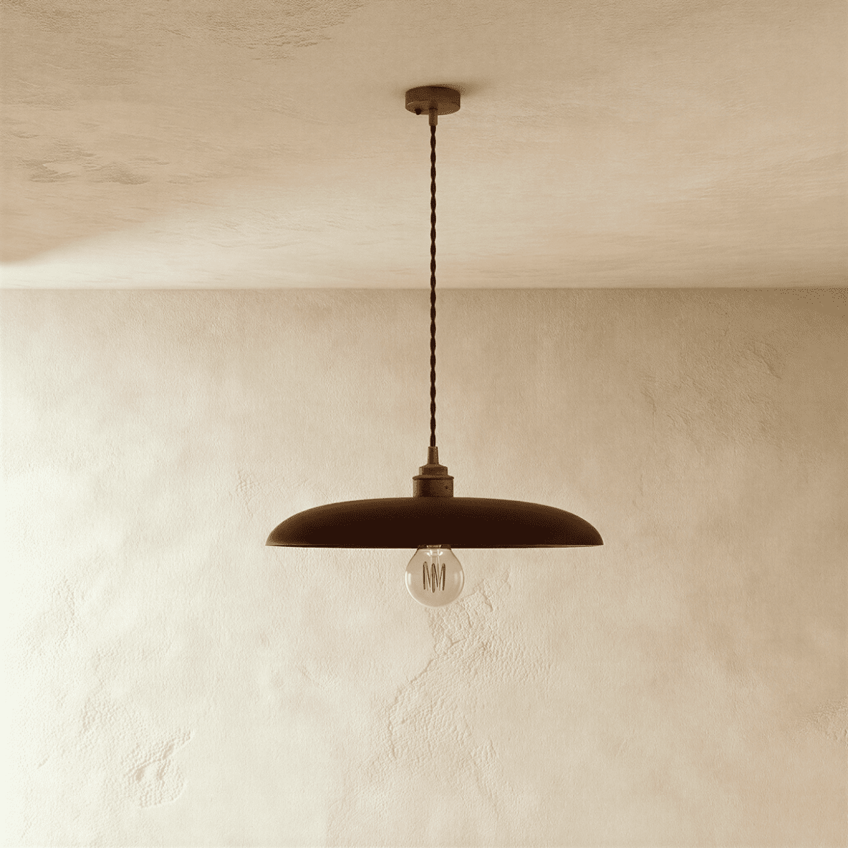 Lampada a sospensione WoodLumen a cupola con accenti in ottone e luce calda