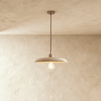 Lampada a sospensione WoodLumen a cupola con accenti in ottone e luce calda