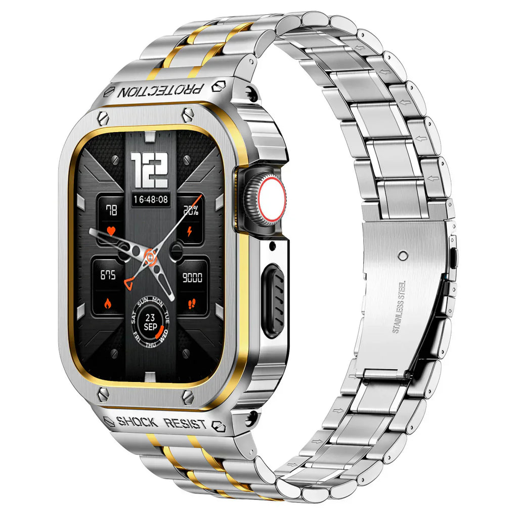 Nerezový ocelový pásek a pouzdro Alera pro Apple Watch, vše v jednom