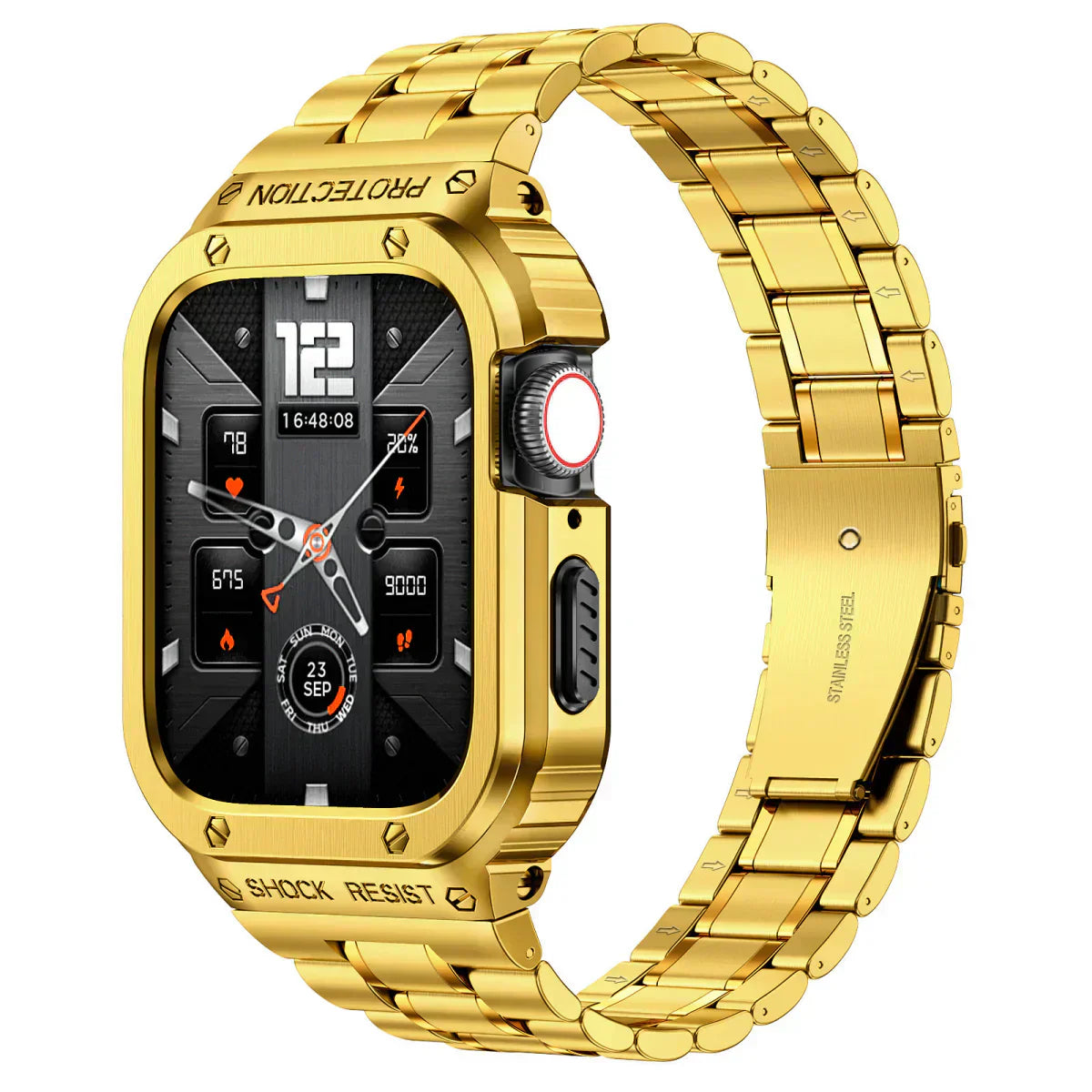 Nerezový ocelový pásek a pouzdro Alera pro Apple Watch, vše v jednom