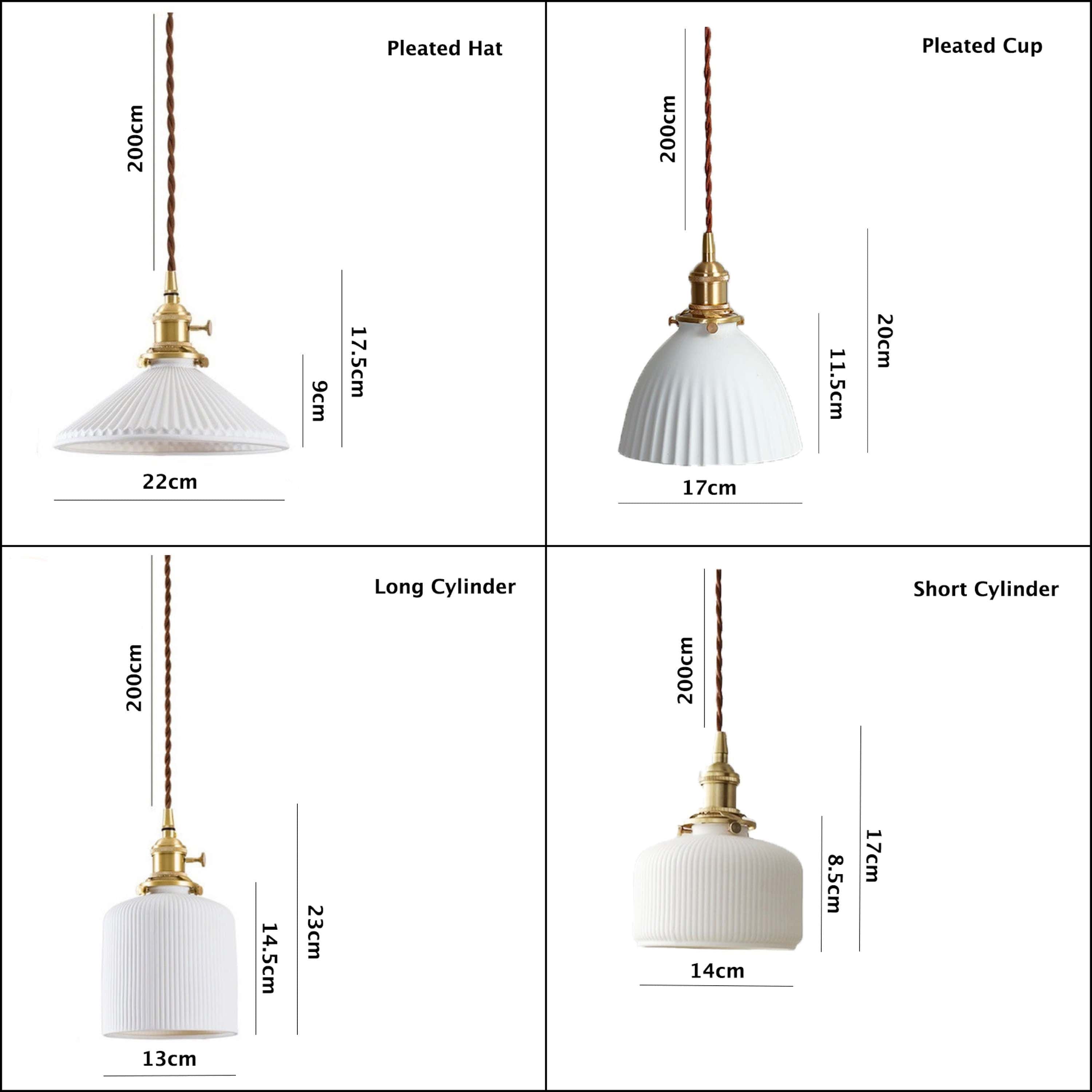 Kiyomi Ceramic Pendant, Ribbed Japanese-Style Lamp, LED Included