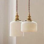 Kiyomi Ceramic Pendant, Ribbed Japanese-Style Lamp, LED Included