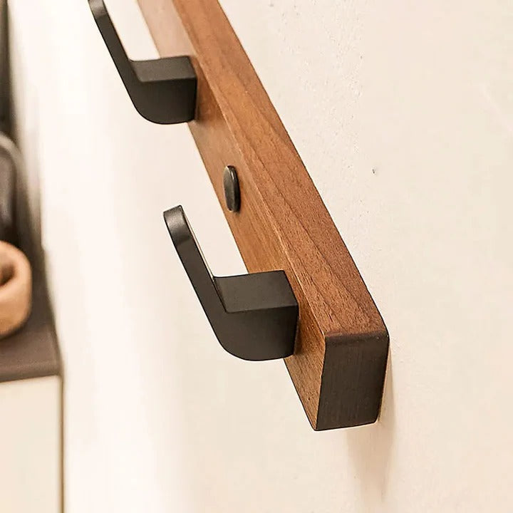 Minimalist Wall-Mounted Coat Hook with Wood & Metal Coat Holder