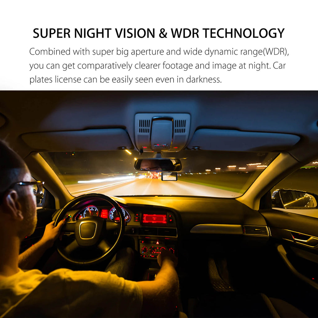 Dash Cam With Dual Front-Rear Cameras, 1080P And 4-Inch LCD