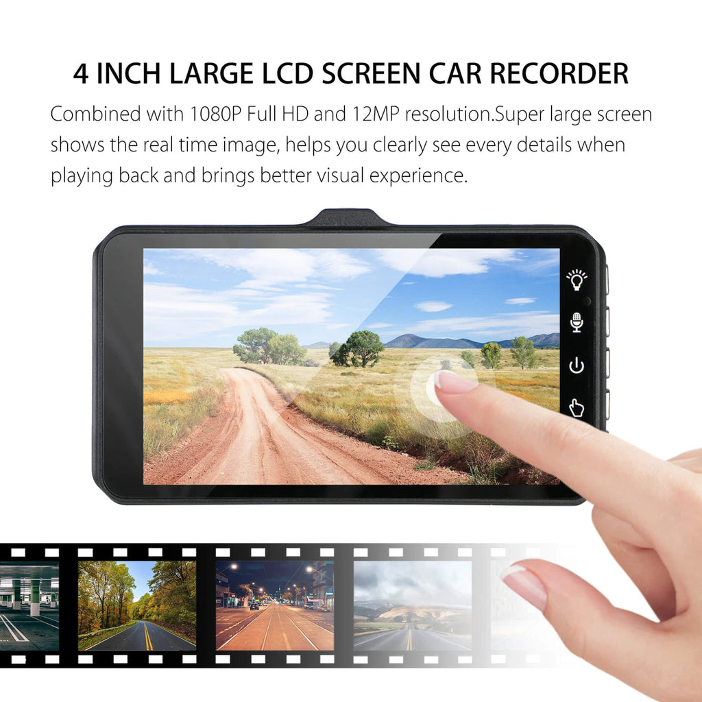 Dash Cam With Dual Front-Rear Cameras, 1080P And 4-Inch LCD