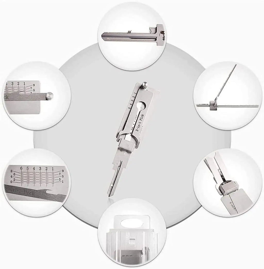 QuorraKey Pro 2-in-1 taittuva lukkotiirikkatyökalu, ruostumatonta terästä