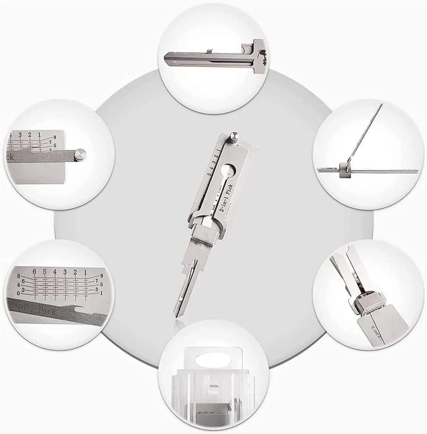 QuorraKey Pro 2-in-1 taittuva lukkotiirikkatyökalu, ruostumatonta terästä