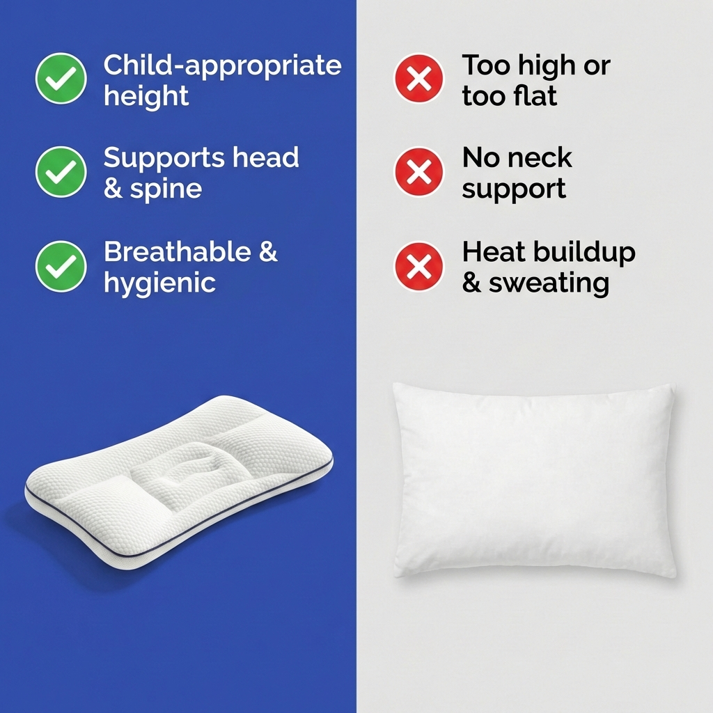 Kinder-Memory-Foam-Kissen, ergonomische Unterstützung für wachsende Schläfer