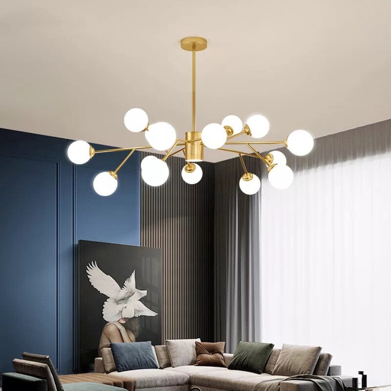 Marlow-bubbelkrona, nordiskt inspirerad taklampa i järn och glas