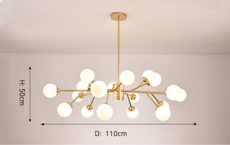 Marlow-bubbelkrona, nordiskt inspirerad taklampa i järn och glas