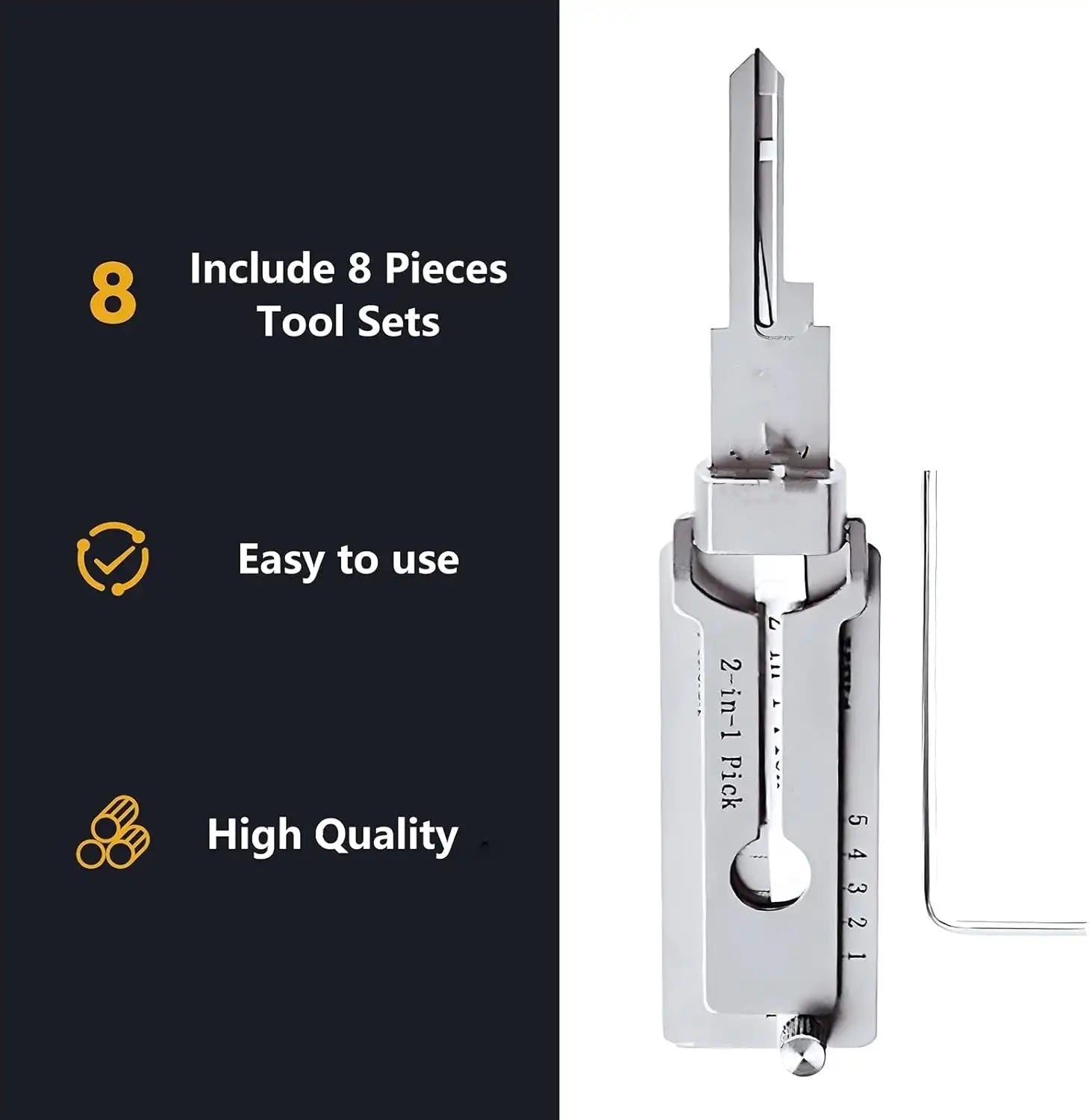 QuorraKey Pro 2-in-1 taittuva lukkotiirikkatyökalu, ruostumatonta terästä