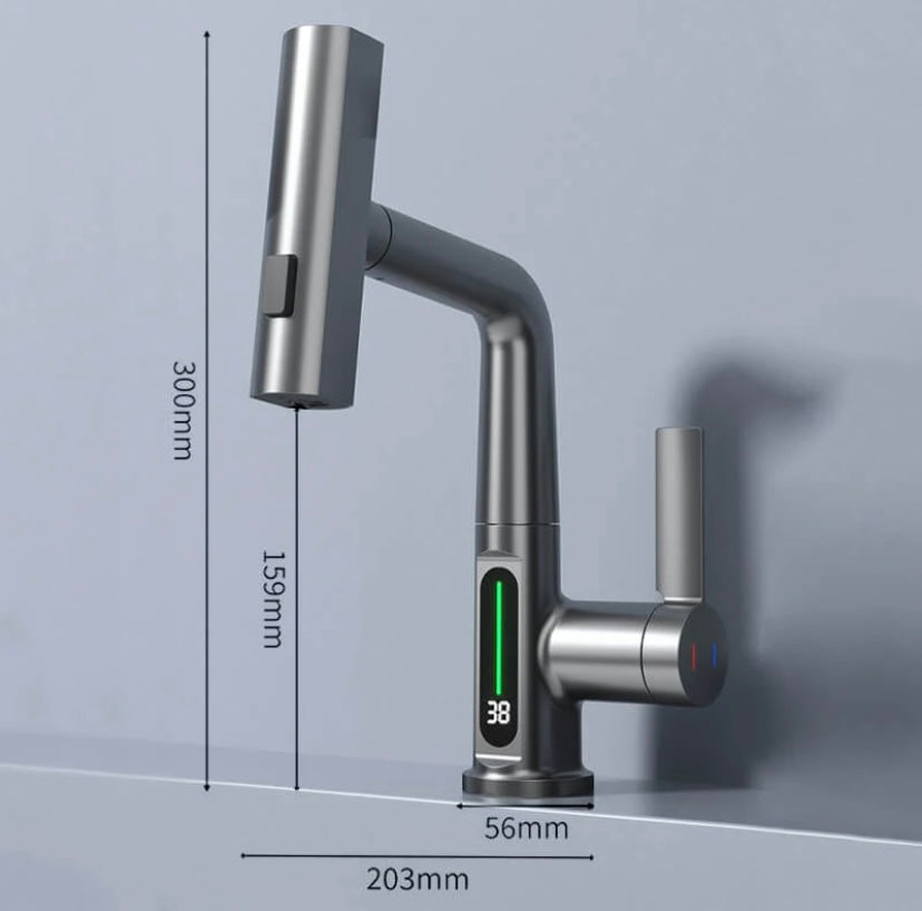 Pull-Out Kitchen Faucet, Aqualine FluxPull 60cm Hose & 360° Swivel