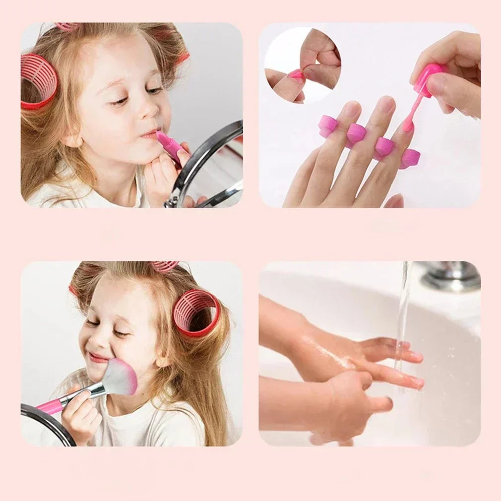 Makeupsæt til børn, giftfrit legetøjssæt med læbestift og øjenskygge