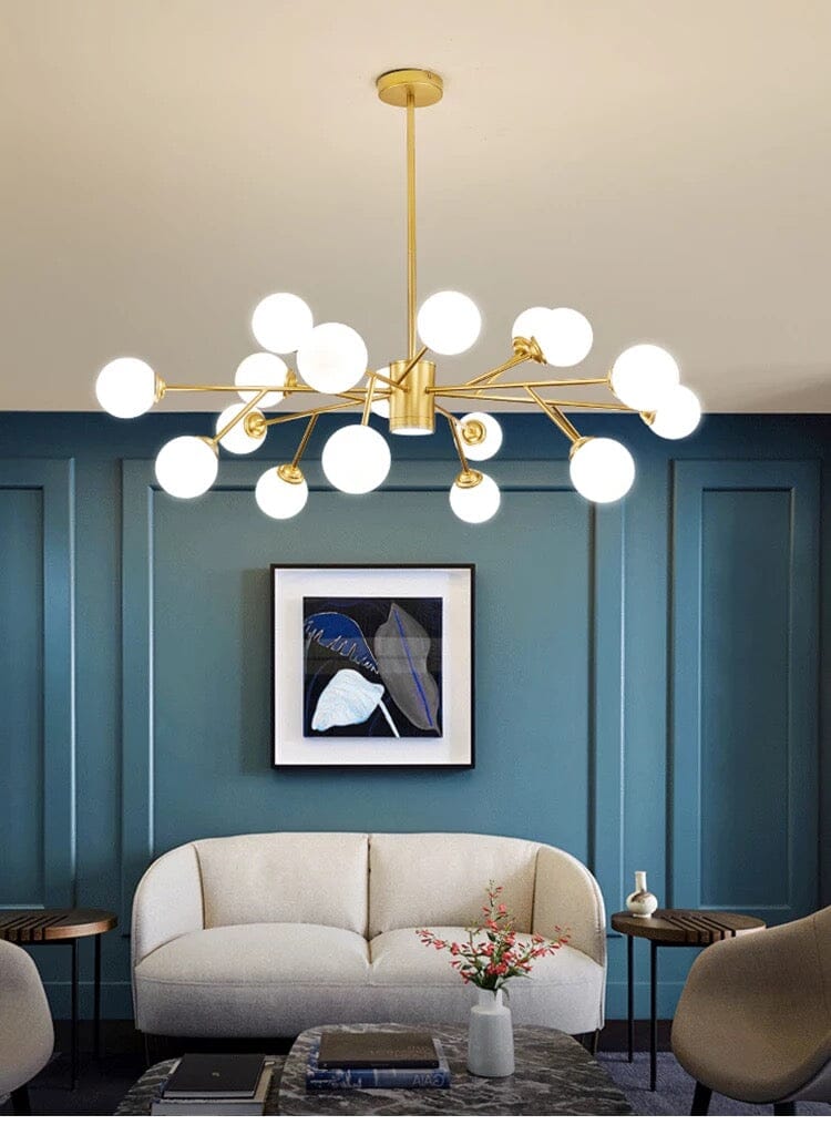 Marlow-bubbelkrona, nordiskt inspirerad taklampa i järn och glas