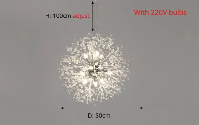 Křišťálový lustr Asterra Dandelion s moderním stropním designem