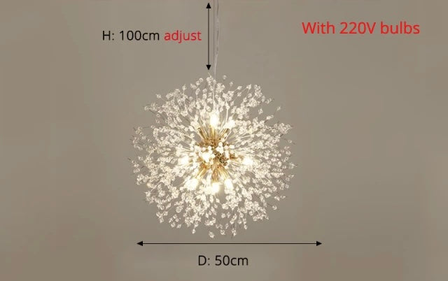 Křišťálový lustr Asterra Dandelion s moderním stropním designem