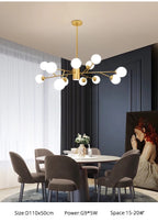 Marlow-bubbelkrona, nordiskt inspirerad taklampa i järn och glas