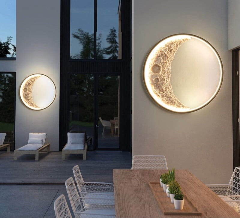 Nástěnné svítidlo, kulatý design ve stylu měsíce, stmívatelné na dálku, 3 velikosti