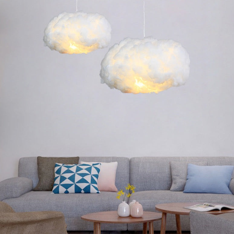 LumaCloud loftslampe med pendel i bomuld til diffuseret lys, blødt varmt skær