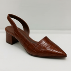 Lodičky Asteria typu slingback s krokodýlím vzorem, špičatou špičkou a širokým podpatkem