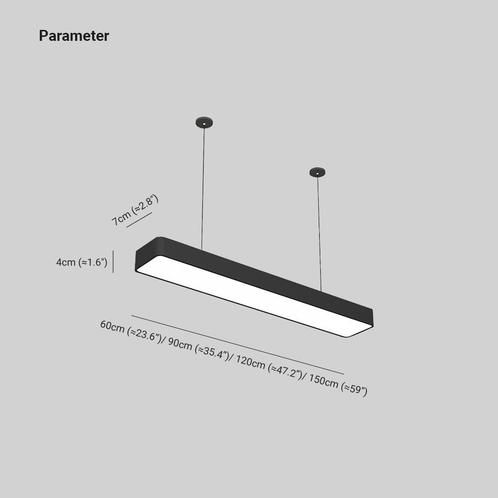 Suspension LED rectangulaire minimaliste noire Noar | Fioriscas