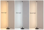 מנורת רצפה דקה מאלומיניום עם LED, בגוונים חמים, לבנים ובמצבי עמעום