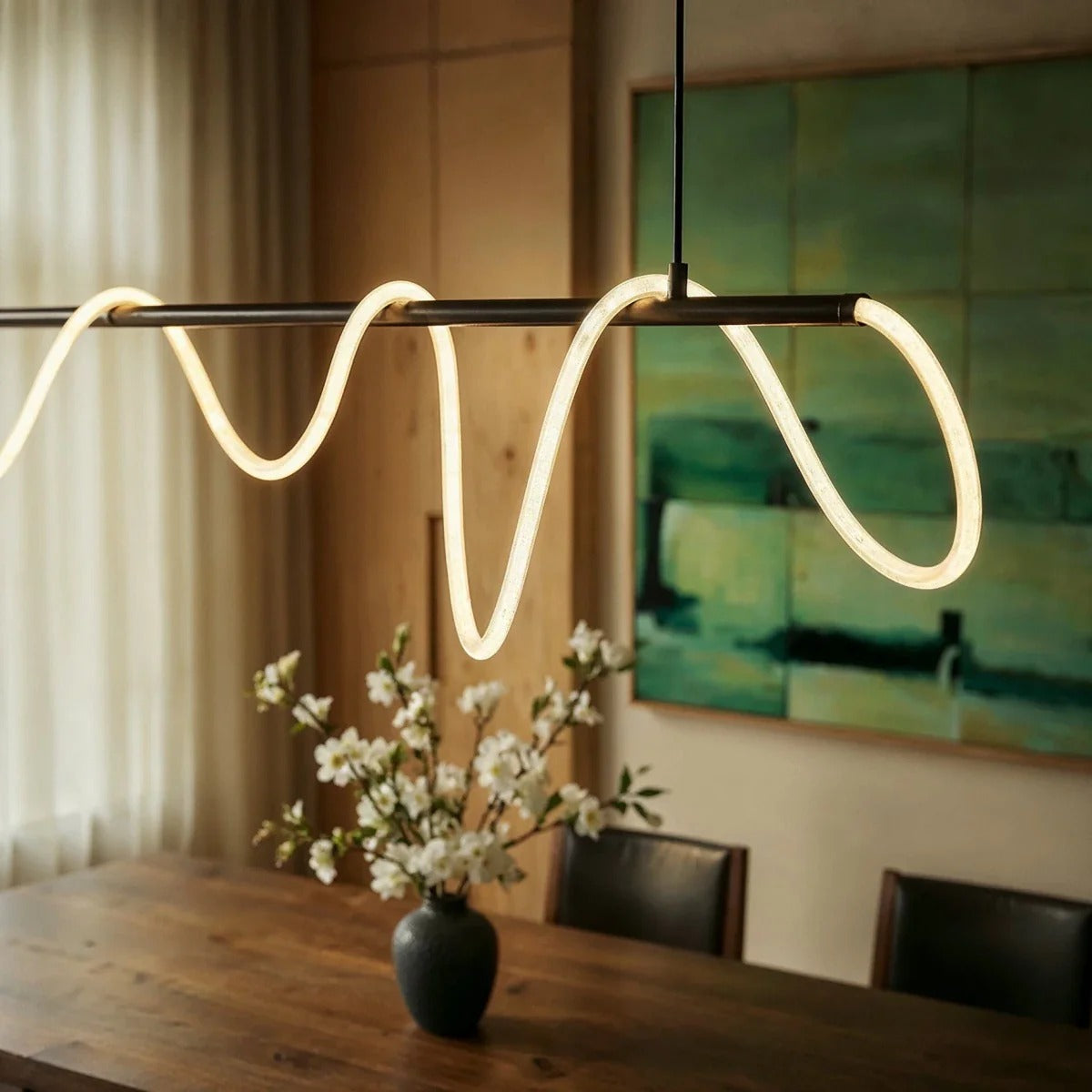 NoirFlex Flexible Tube Chandelier in Black for Modern Living