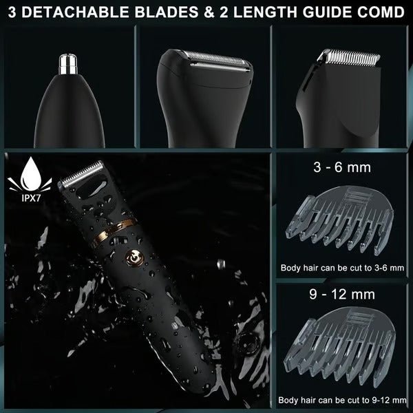 3-in-1 Waterproof Body & Intimate Razor for Men - Fioriscas