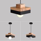 Lampada a sospensione geometrica in legno minimalista Aria bianco e nero | Fioriscas