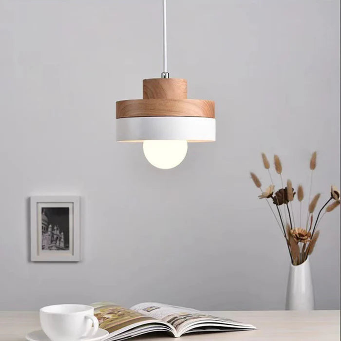 Lampada a sospensione geometrica in legno minimalista Aria bianco e nero | Fioriscas