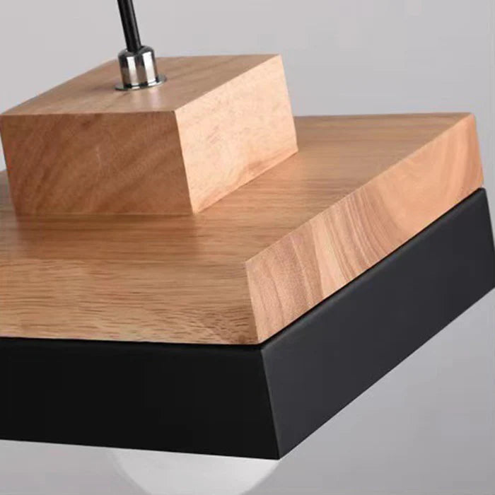 Lampada a sospensione geometrica in legno minimalista Aria bianco e nero | Fioriscas