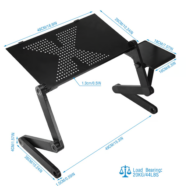 Laptop Stand, Virex 360° Aluminum Riser With Removable Mouse Pad
