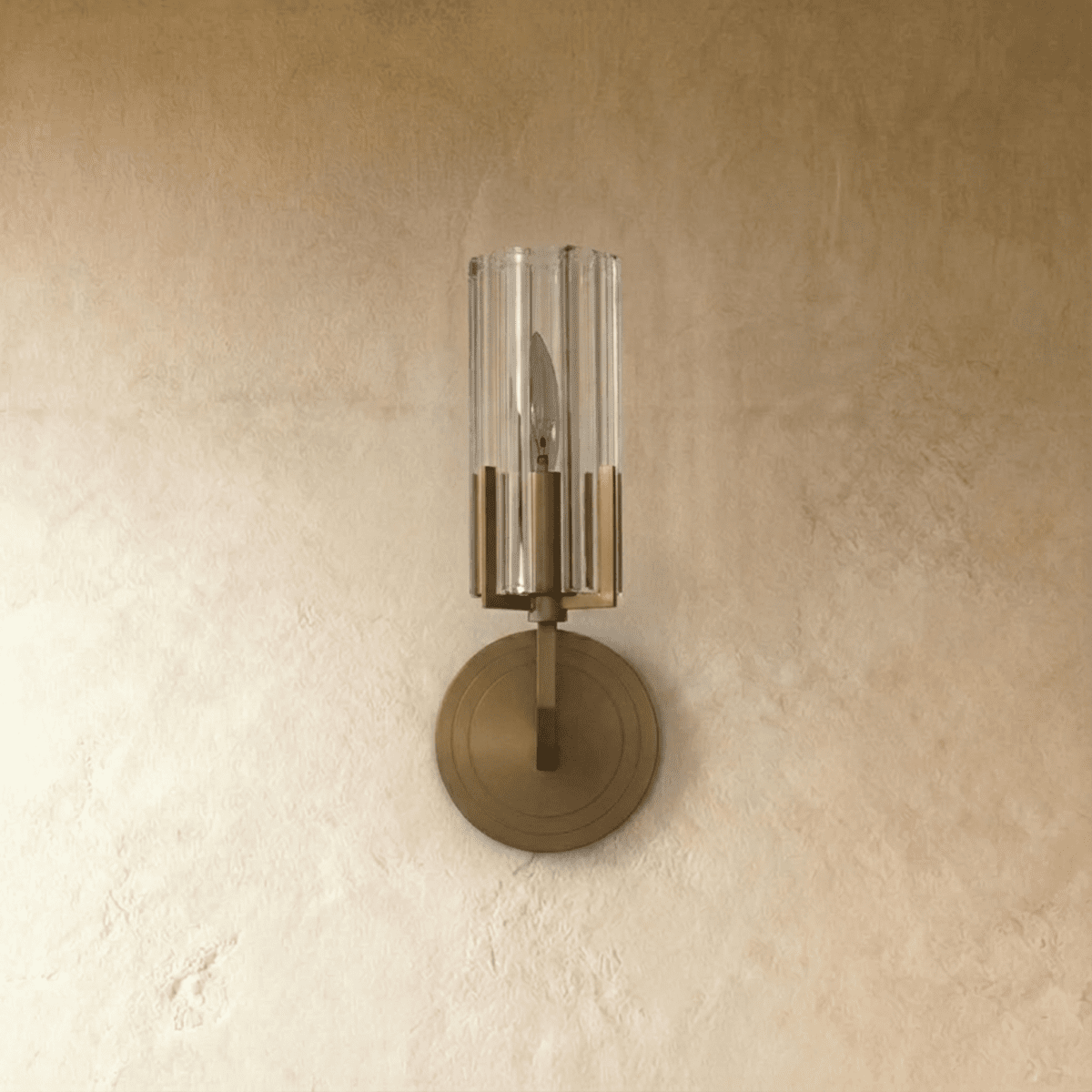 LumaCopper Wall Lamp With Cylindrical Glass Shade For Ambient Lighting