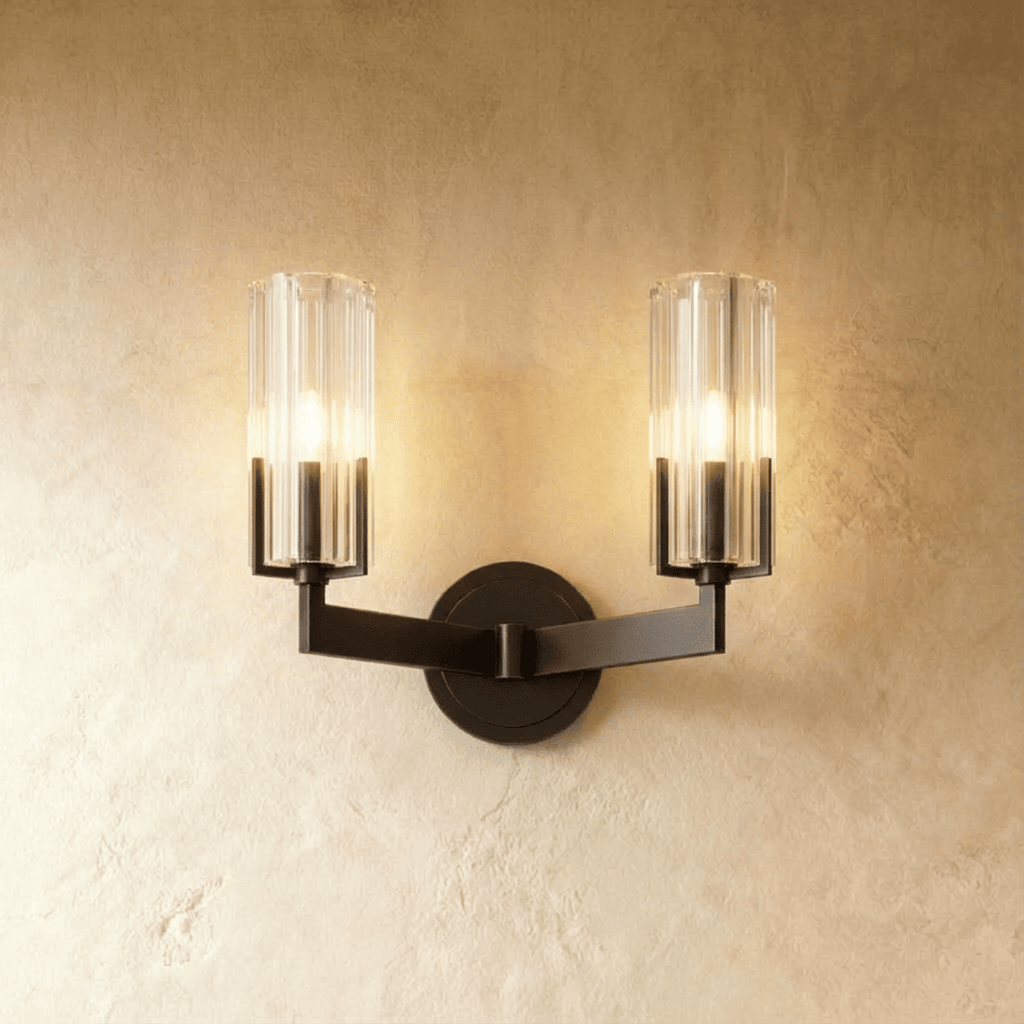 LumaCopper Wall Lamp With Cylindrical Glass Shade For Ambient Lighting