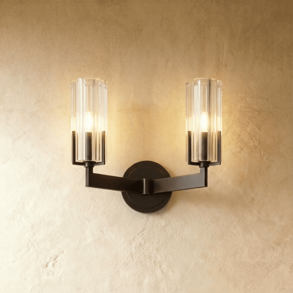 LumaCopper Wall Lamp With Cylindrical Glass Shade For Ambient Lighting