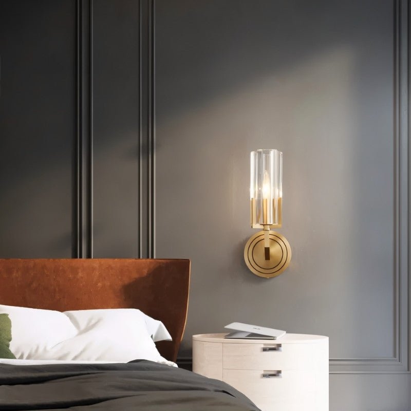 LumaCopper Wall Lamp With Cylindrical Glass Shade For Ambient Lighting