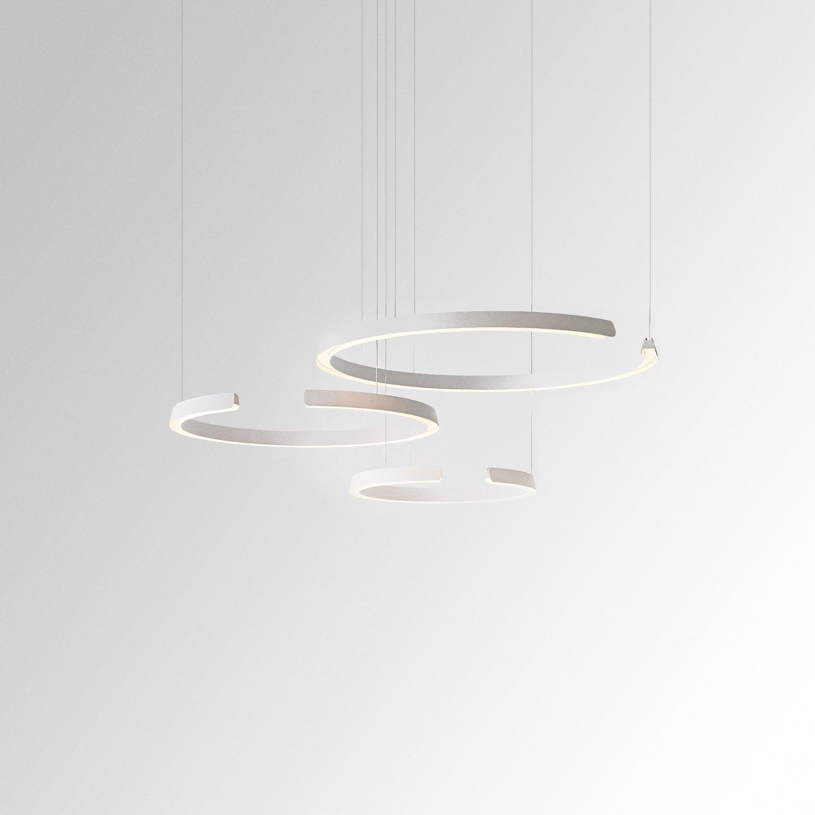 Marvella Ring Chandelier In Geometric Design, Black Or White, 60-100 cm