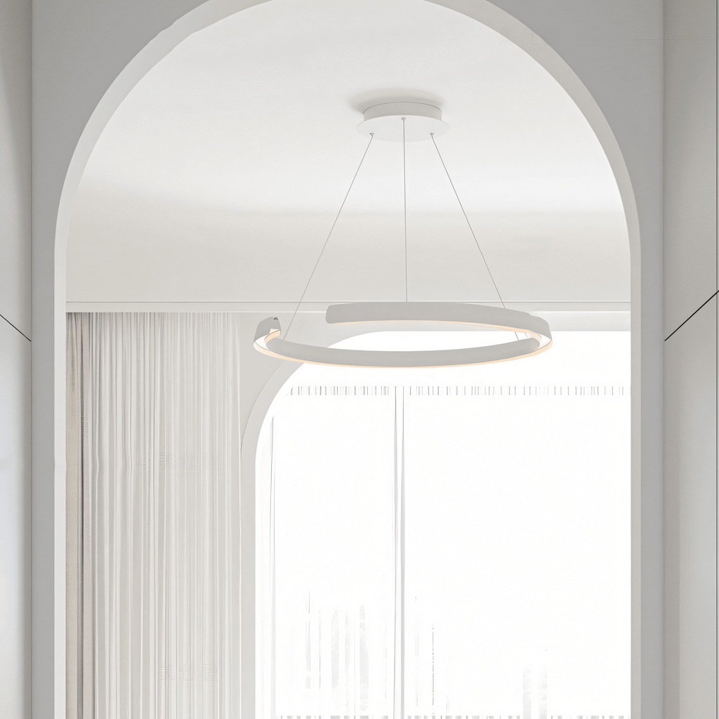 Marvella Ring Chandelier In Geometric Design, Black Or White, 60-100 cm
